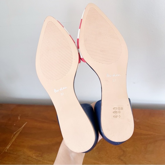 Boden • Vienne Point Flats d'orsay red white stripe canvas navy blue leather - Picture 8 of 9